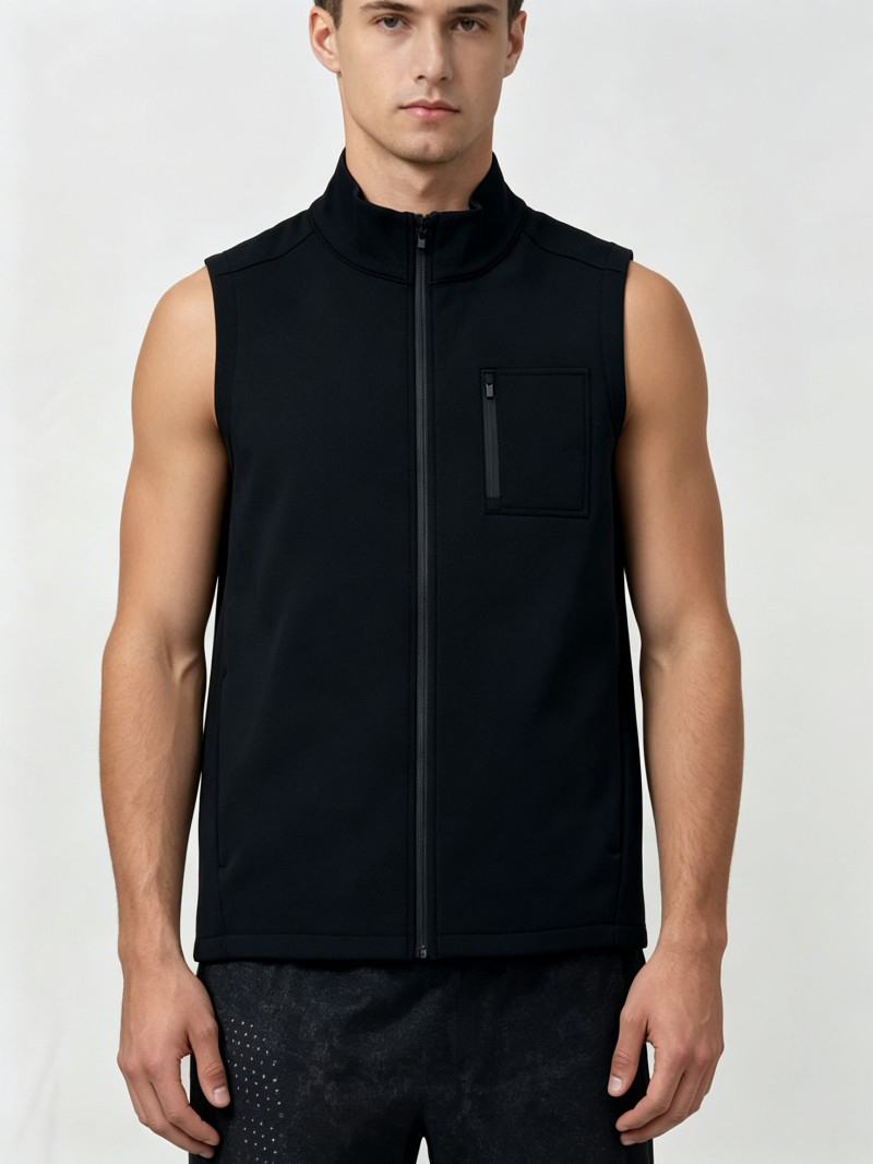 Custom Stand Collar Sleeveless Vest | Stretch Knit