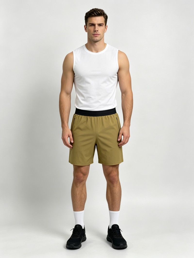 Khaki Lightweight Running Shorts | Quick-Dry Sport