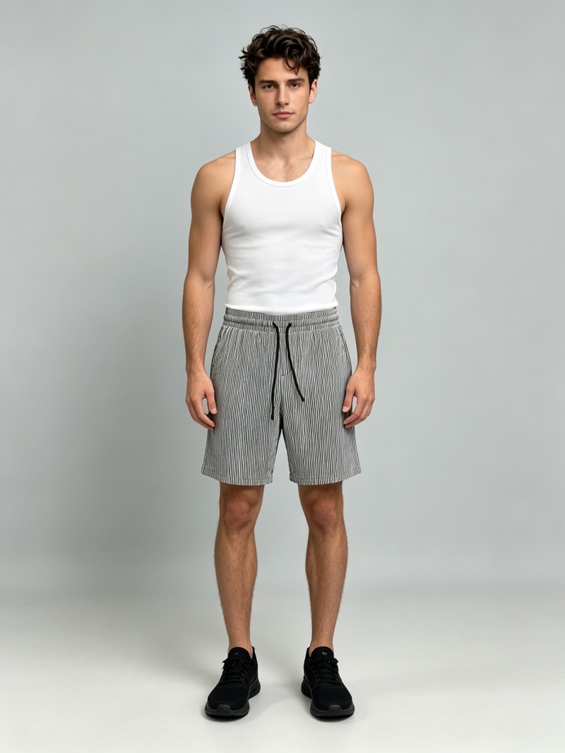 Striped Running Shorts | Black White Athletic Shor