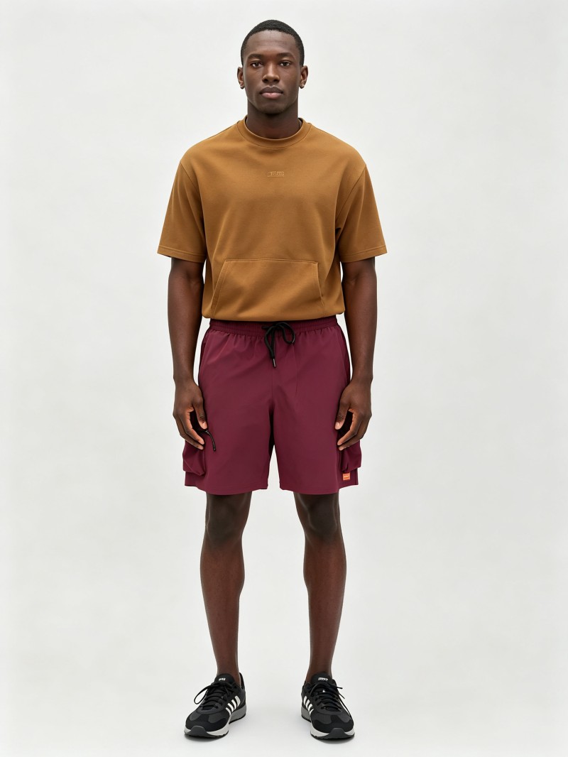 Hiblue Men's Burgundy Stretch Shorts – Low Rise Ca