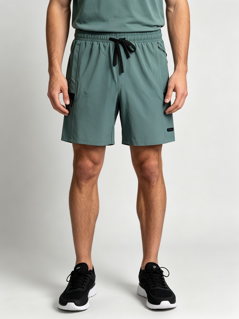 Men's Twill Casual Shorts Grey Green | Expandable 