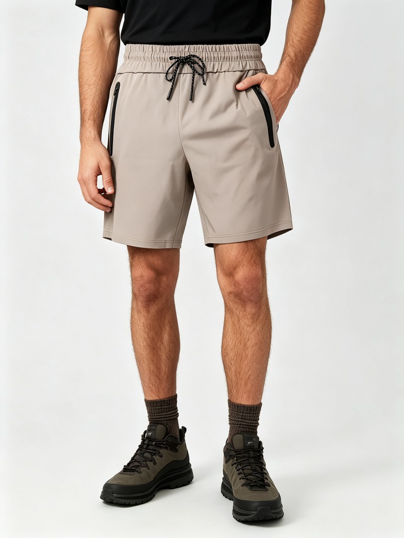Light Khaki Grey Men's Active Shorts Bulk