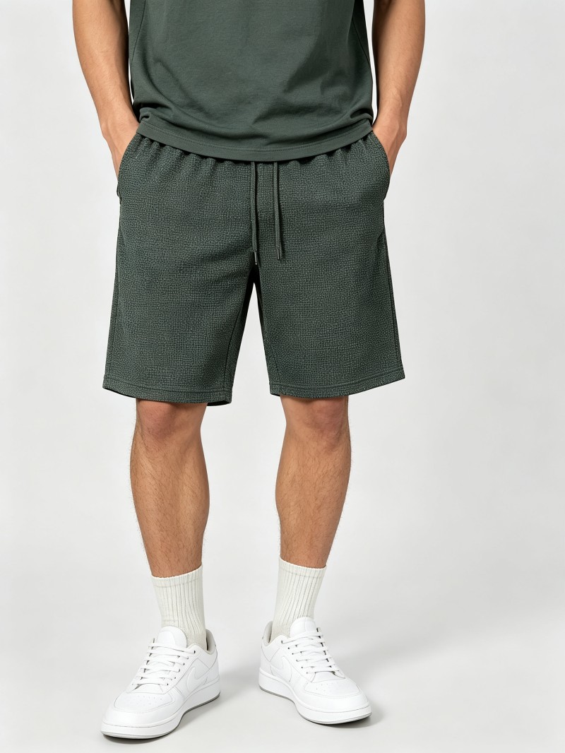 Men's Jacquard Pattern Athletic Shorts Dark Green