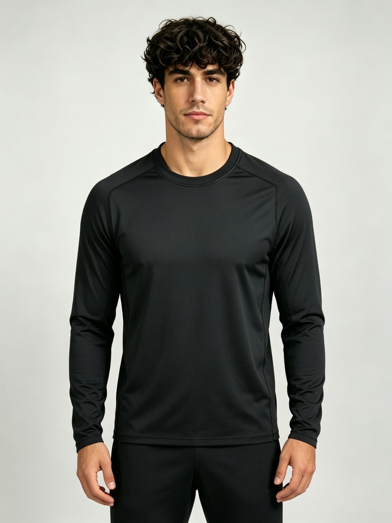 Men's Long Sleeve Performance T-Shirt   Black