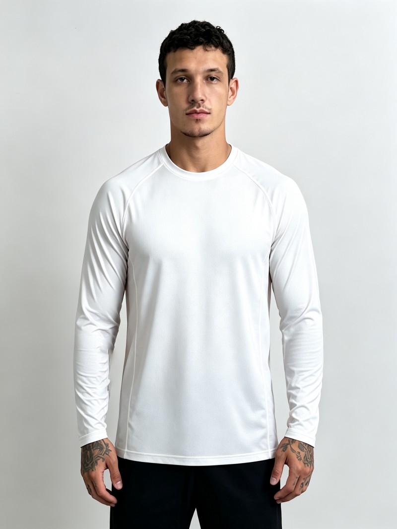 Men's Long Sleeve Workout Shirt White