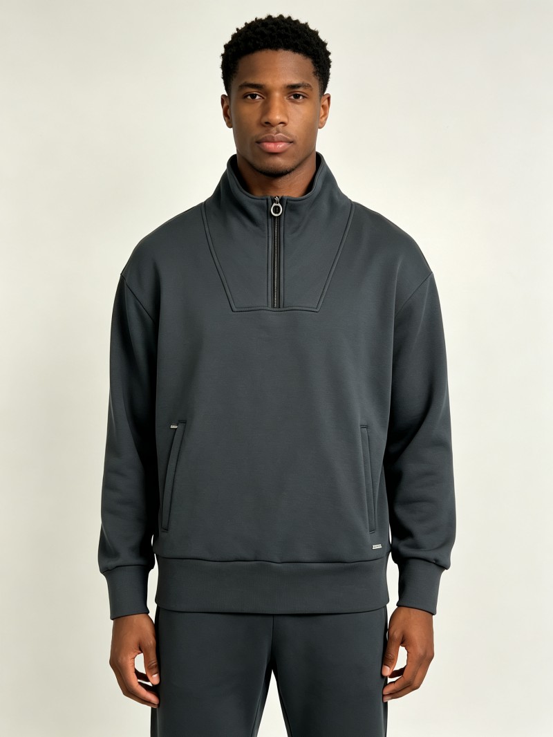 Wholesale Men's Soft Cotton-Feel Half-Zip Sweatshi
