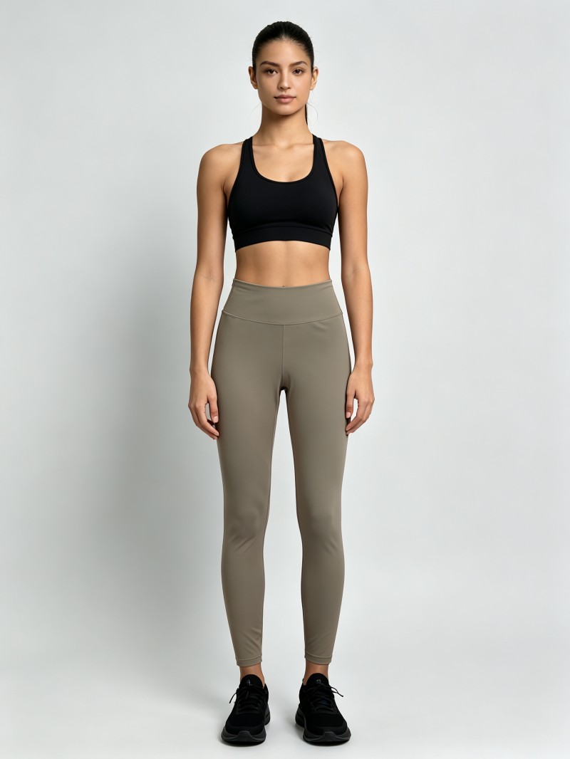 Khaki Grey Tummy Control Slim Fit Pants with Naked