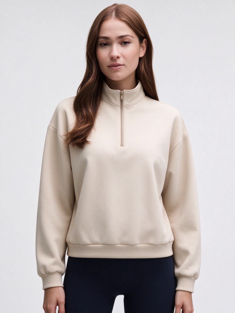 Wholesale Women's Half-Zip Stand Collar Sweatshirt